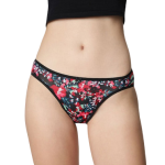 Floral Print Bikini Panty - Black Base