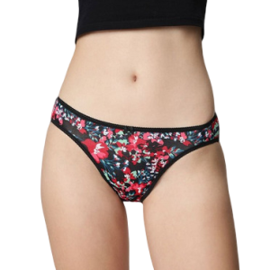 Floral Print Bikini Panty - Black Base