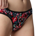 Floral Print Bikini Panty - Black Base